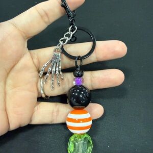 Skeleton Hand Beaded Keychain